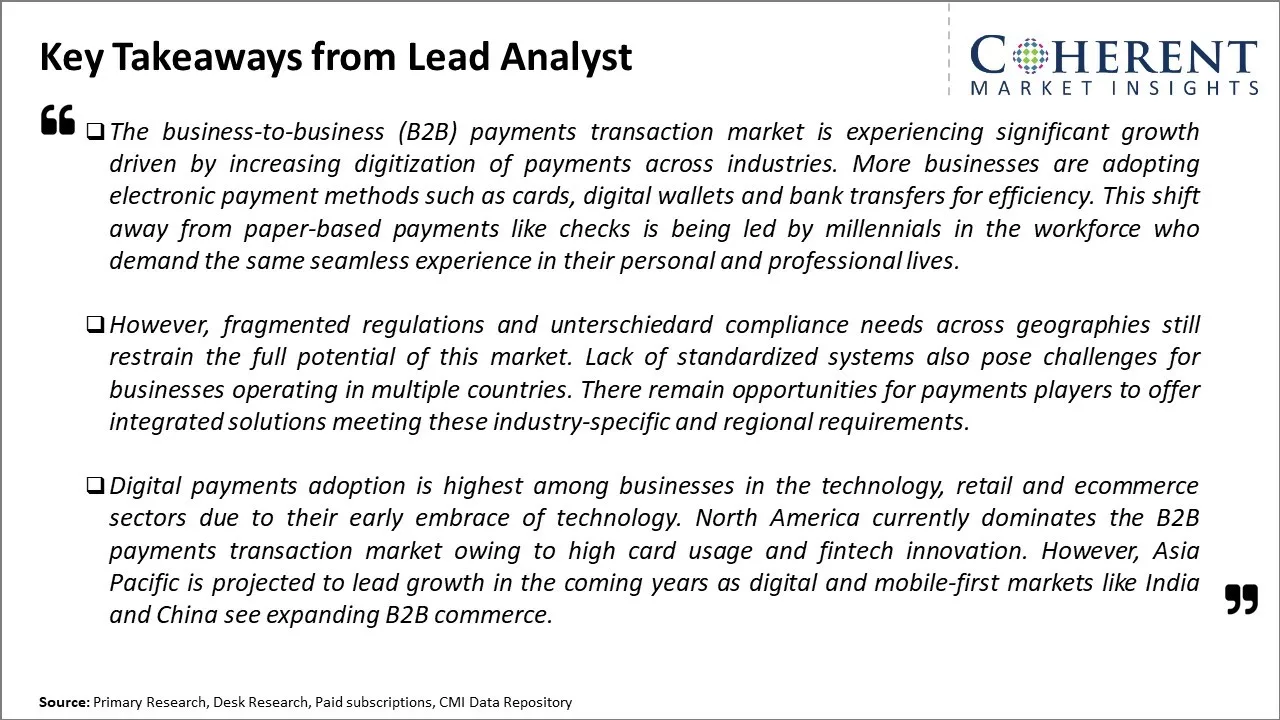 B2B Payments Transaction Market Key Takeaways From Lead Analyst