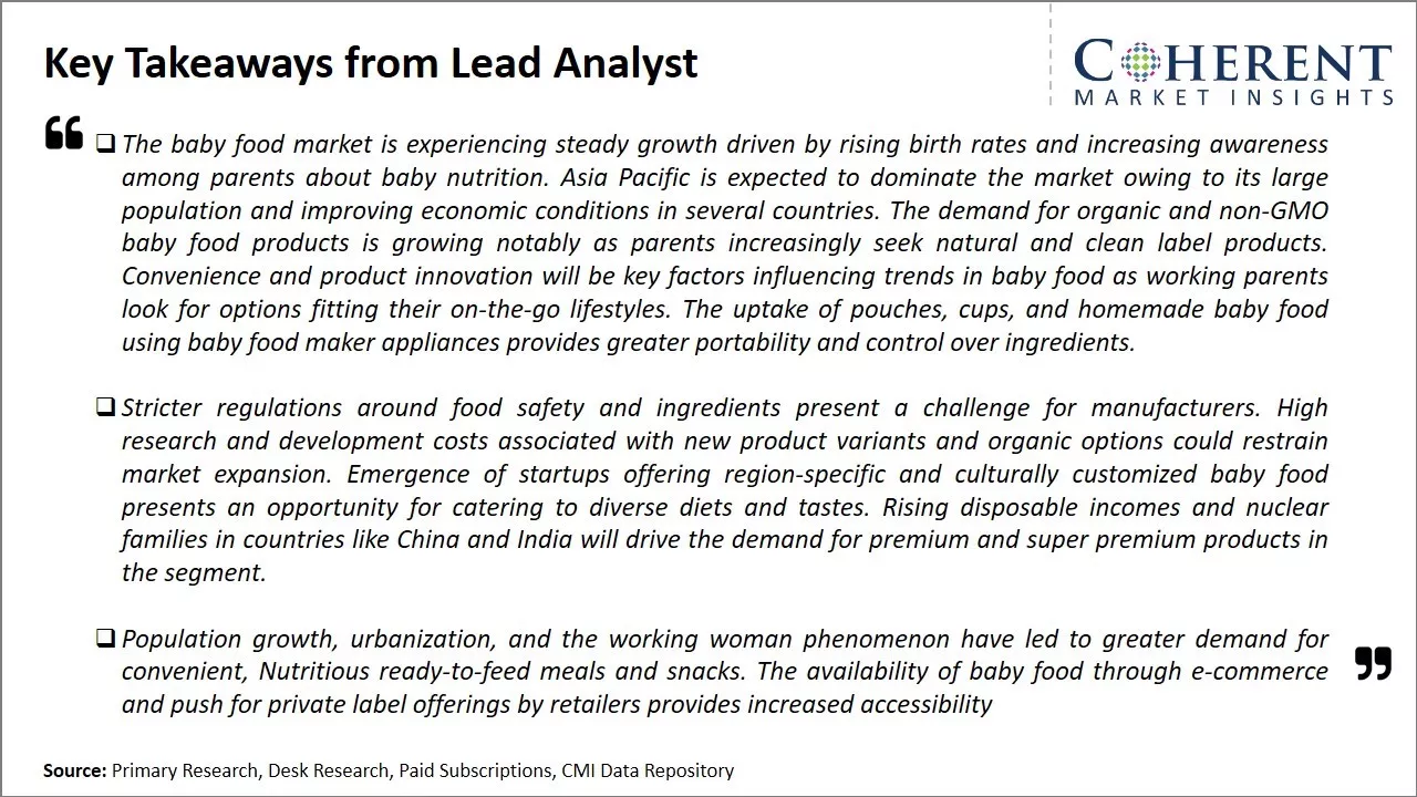 Baby Food Market Key Takeaways From Lead Analyst