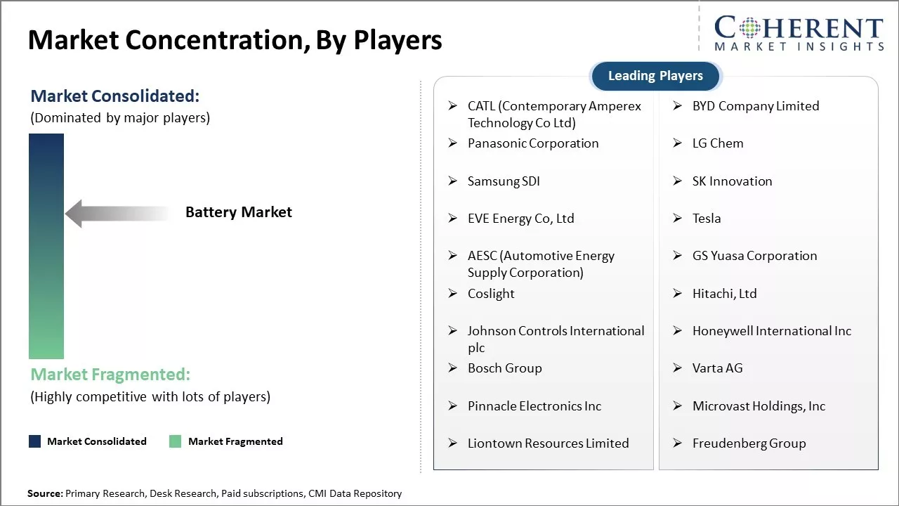 Battery Market Concentration By Players
