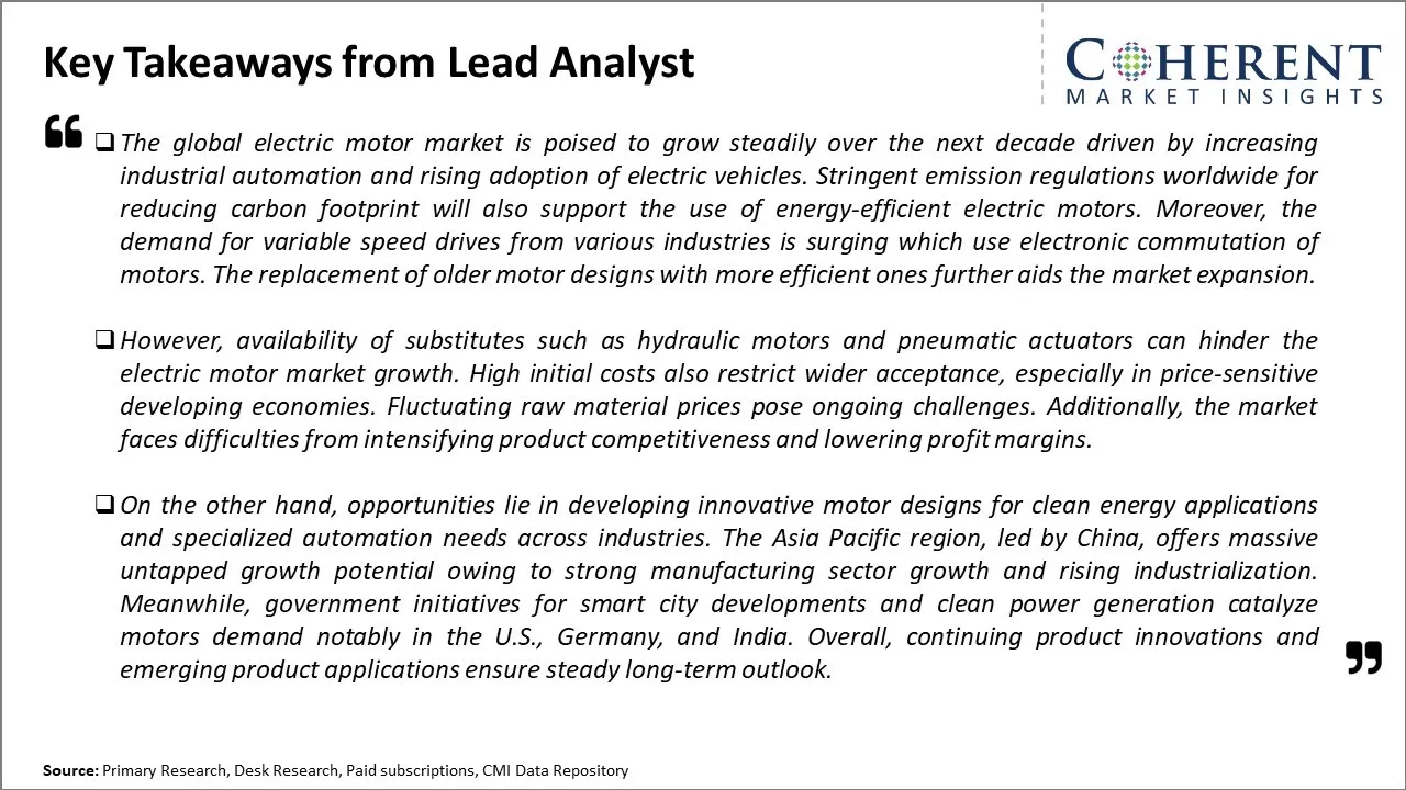 Electric Motor Market Key Takeaways From Lead Analyst