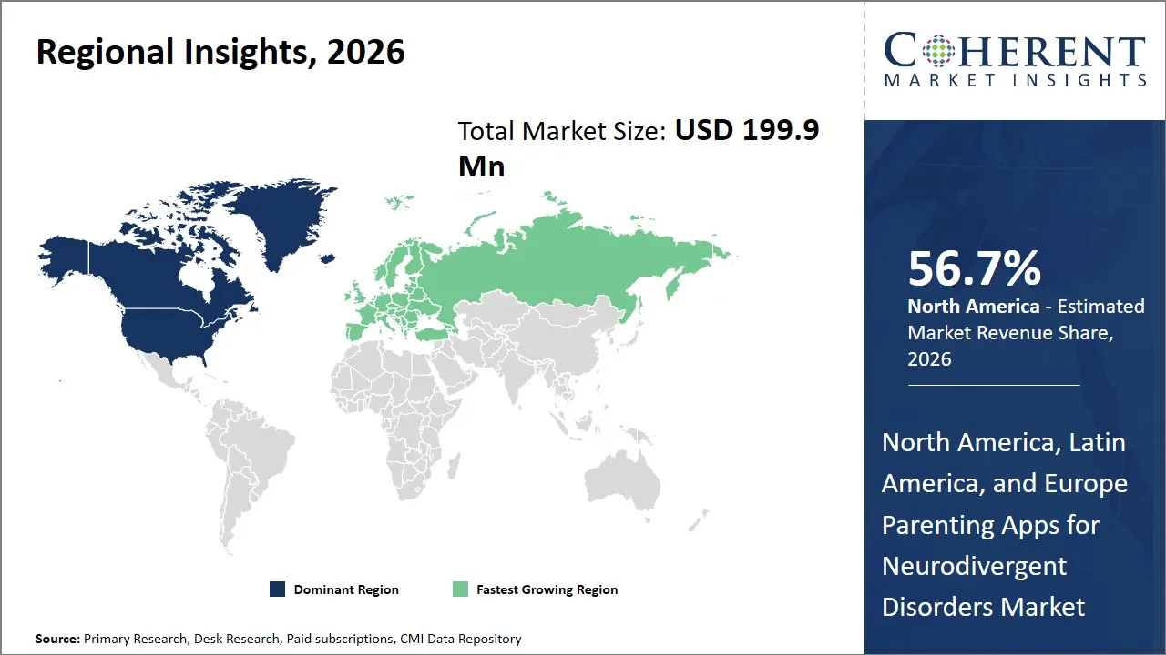 North America, Latin America and Europe Parenting Apps for Neurodivergent Disorders Market By Regional Insights North America, Latin America and Europe Parenting Apps for Neurodivergent Disorders Market By Regional Insights