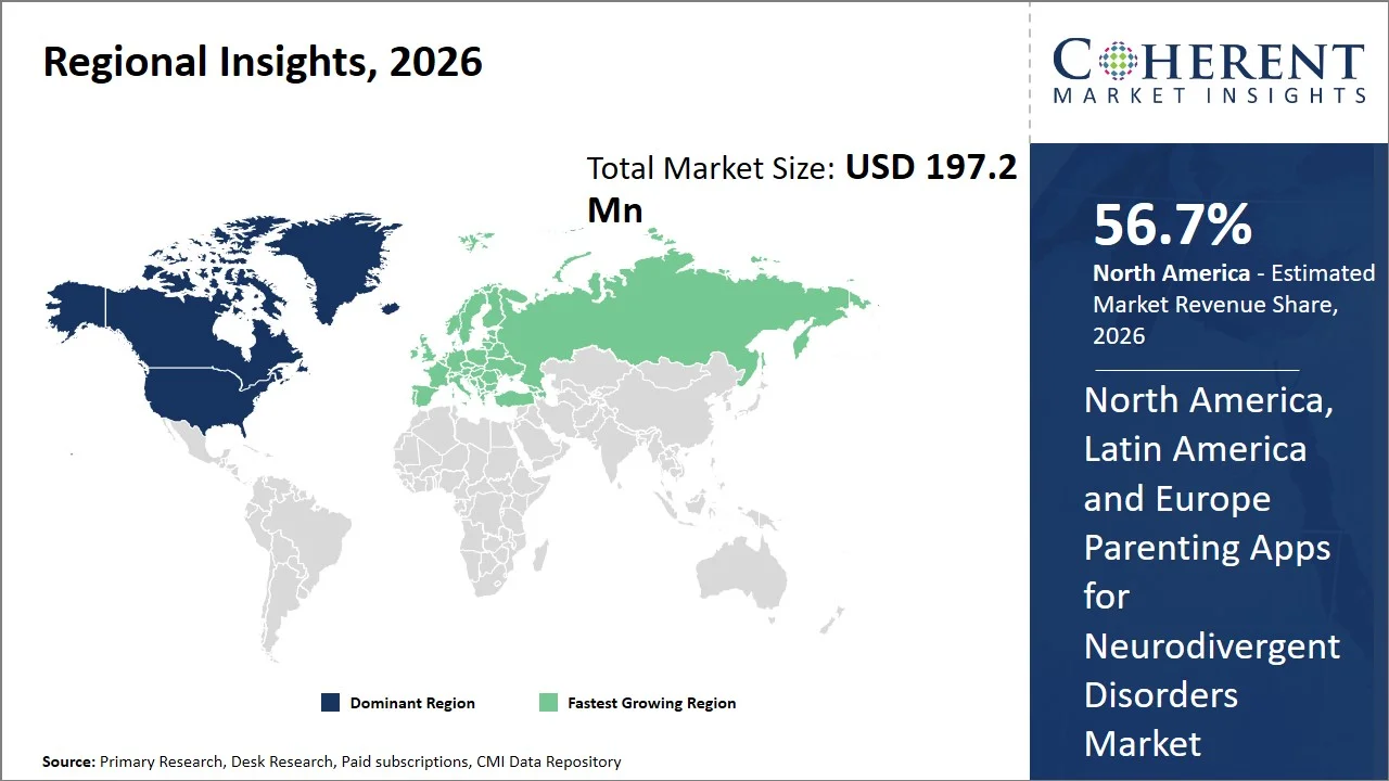 North America, Latin America and Europe Parenting Apps for Neurodivergent Disorders Market By Regional Insights
