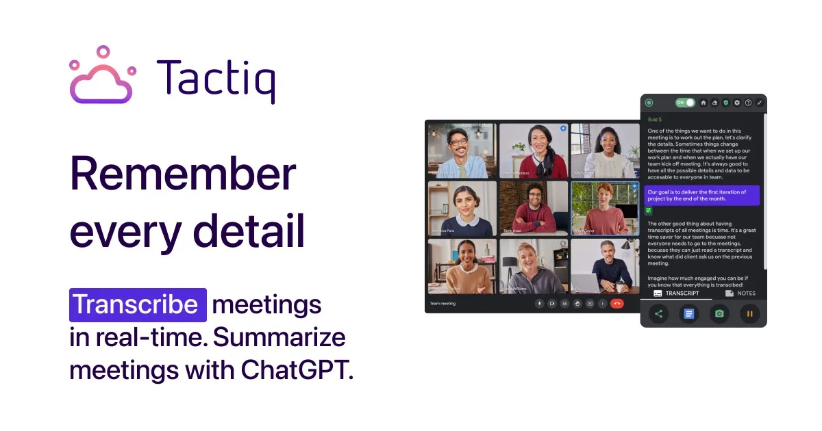 Tactiq Best for Live Meeting Transcription