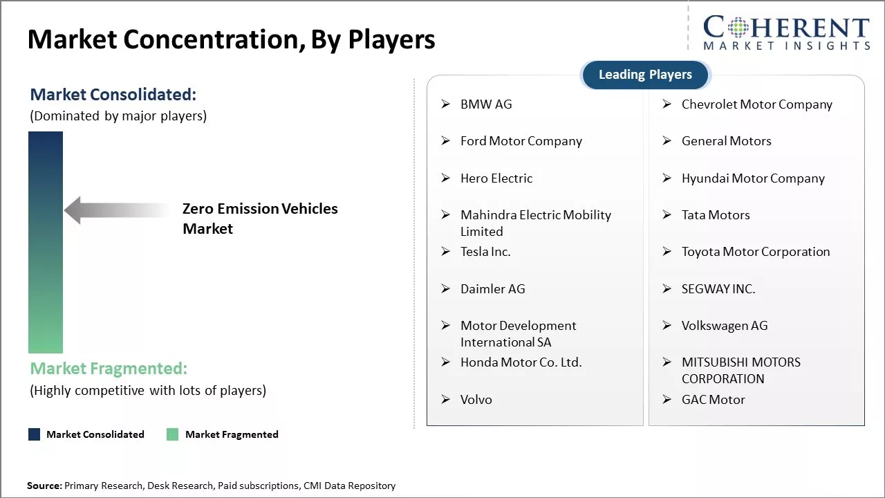 Zero Emission Vehicles Market Concentration By Players