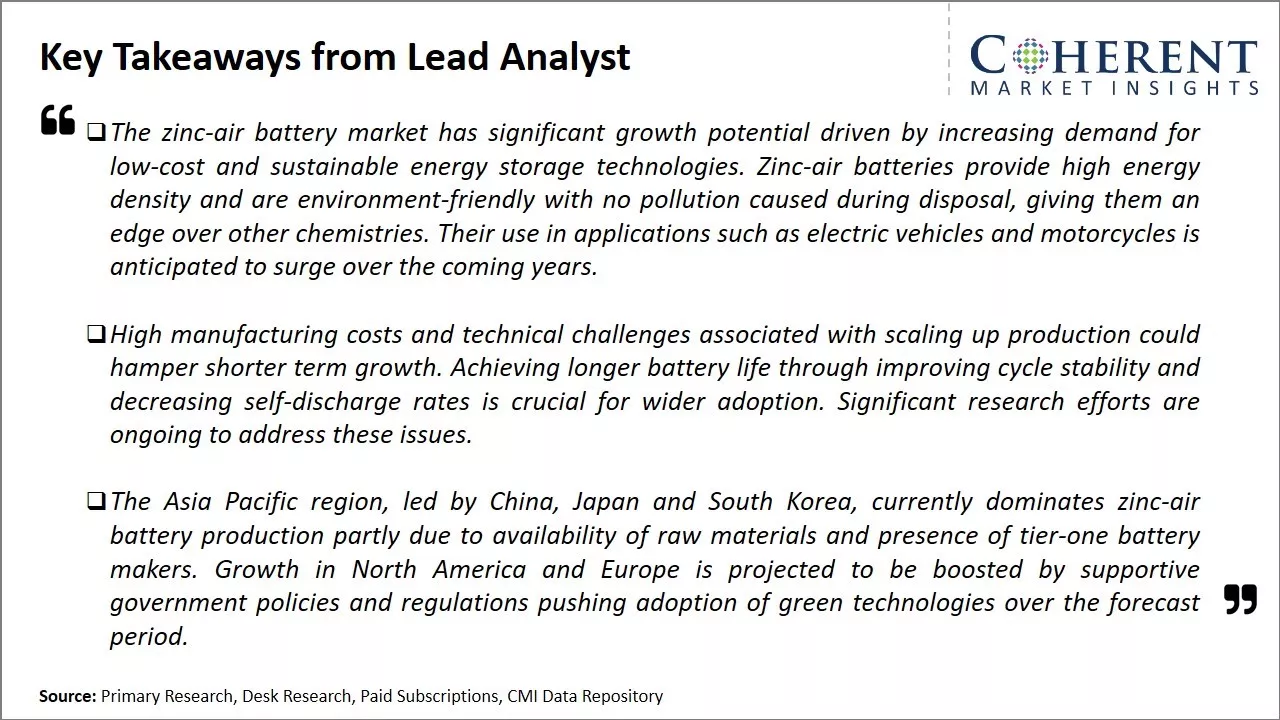 Zinc-Air Battery Market Key Takeaways From Lead Analyst